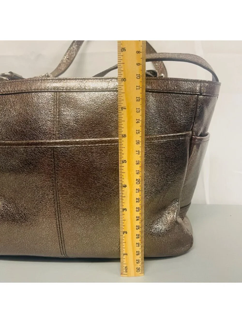 Coach Metallic Bronze Leather Tote Bag